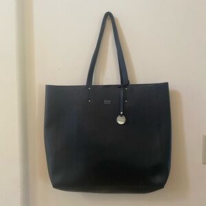 ISABELLA FIORE OVERSIZED BLACK ITALIAN LEATHER TOTE BAG PURSE SHOULDER LUXURY